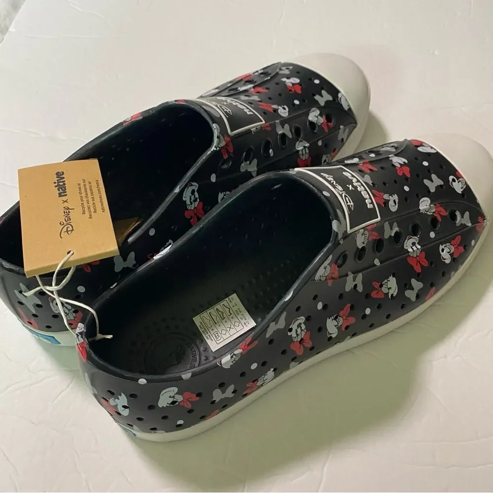 Disney Parks x Native Minnie Mouse Jefferson Shoes Black NWT M9 W11